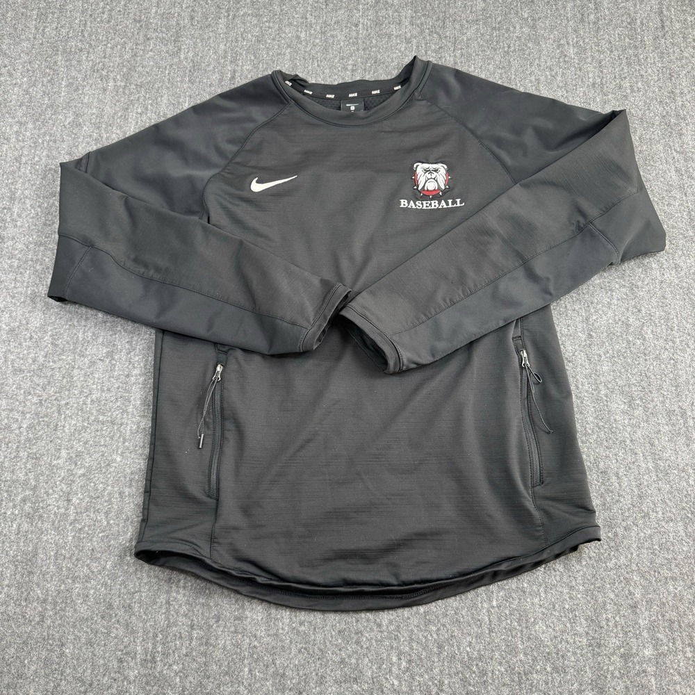 Nike Men's M Baseball Pullover Black Bulldog Embroidered Long Sleeve Training